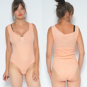 Vintage Peach Bustier Bodysuit (L)